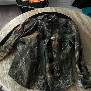 Women's Camouflage Button-Down Shirt 100% cotton thick